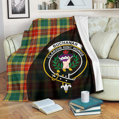 Buchanan Old Sett Tartan Crest Blanket Wave Style