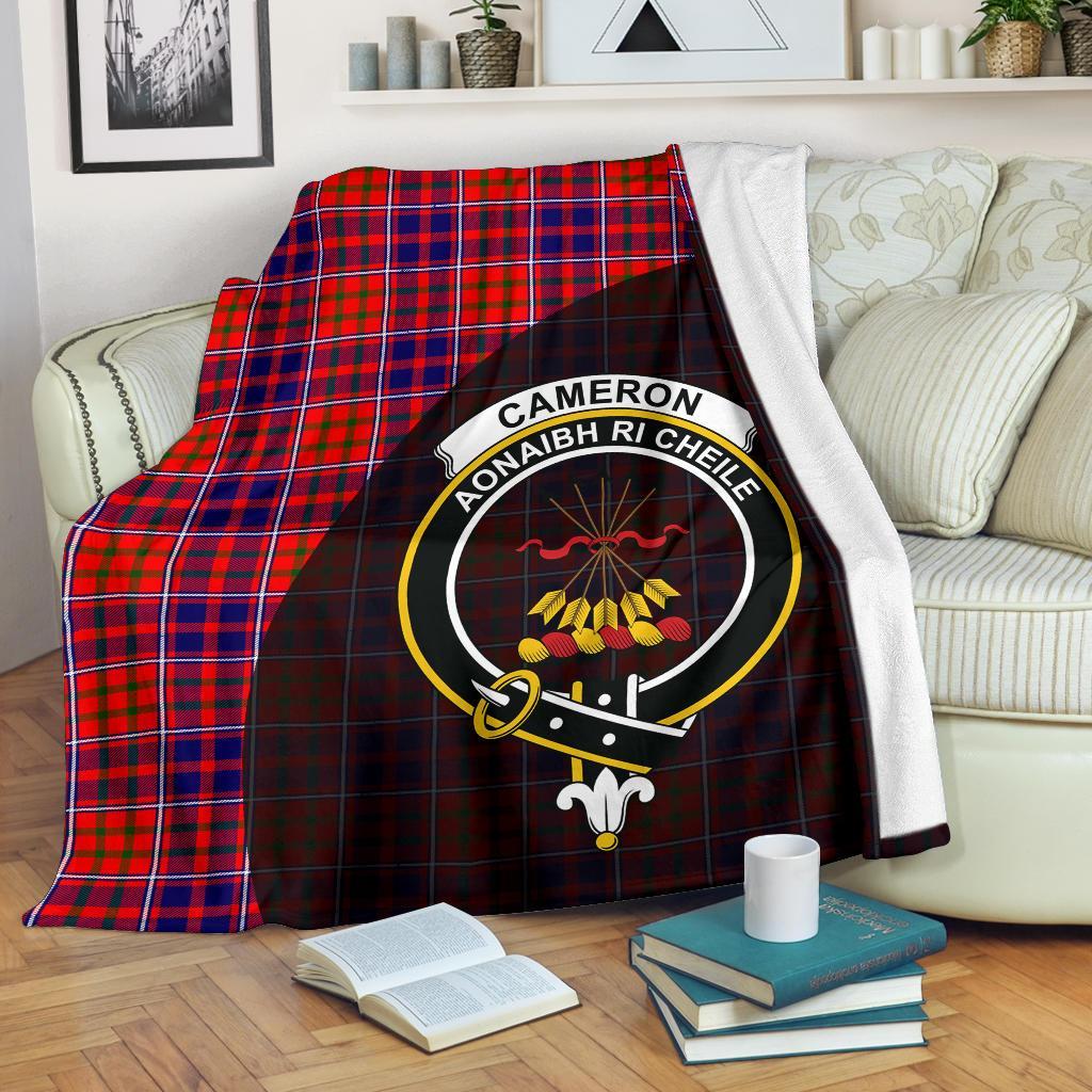 Cameron of Lochiel Modern Tartan Crest Blanket Wave Style