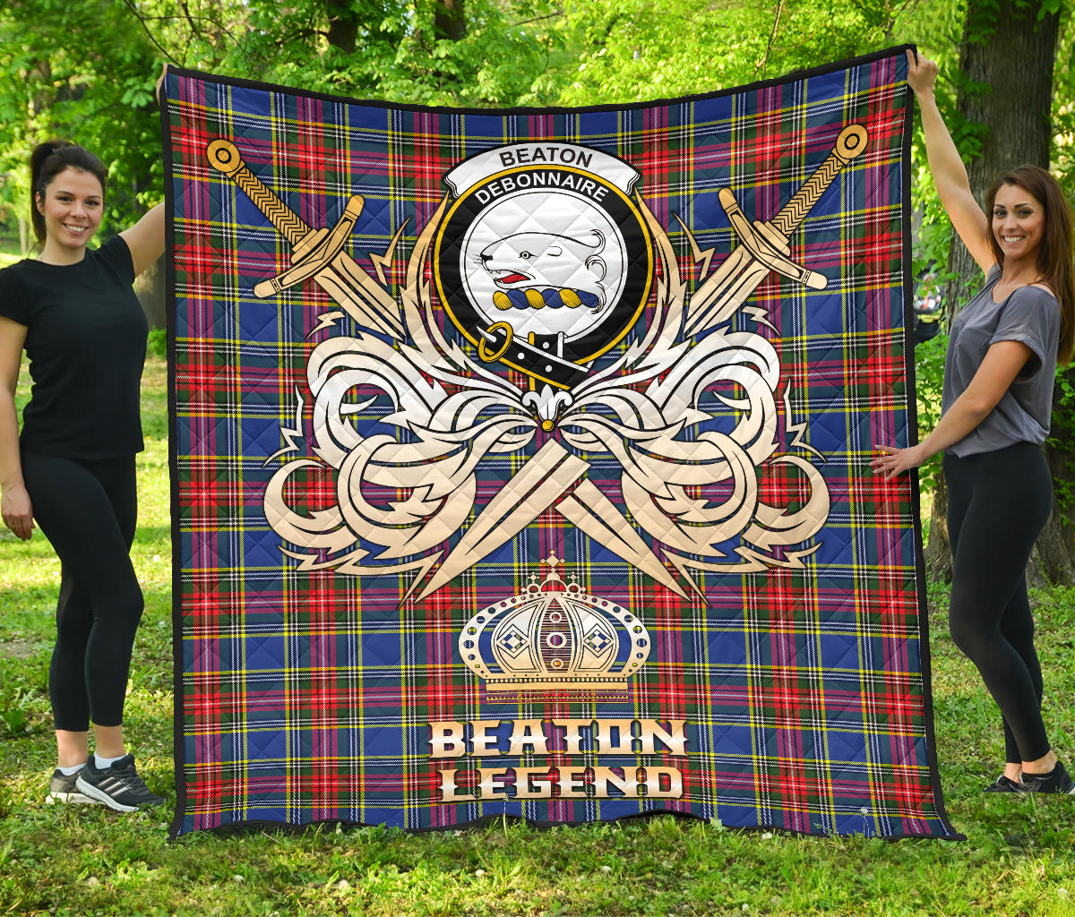 Beaton Tartan Crest Legend Gold Royal Premium Quilt - SP