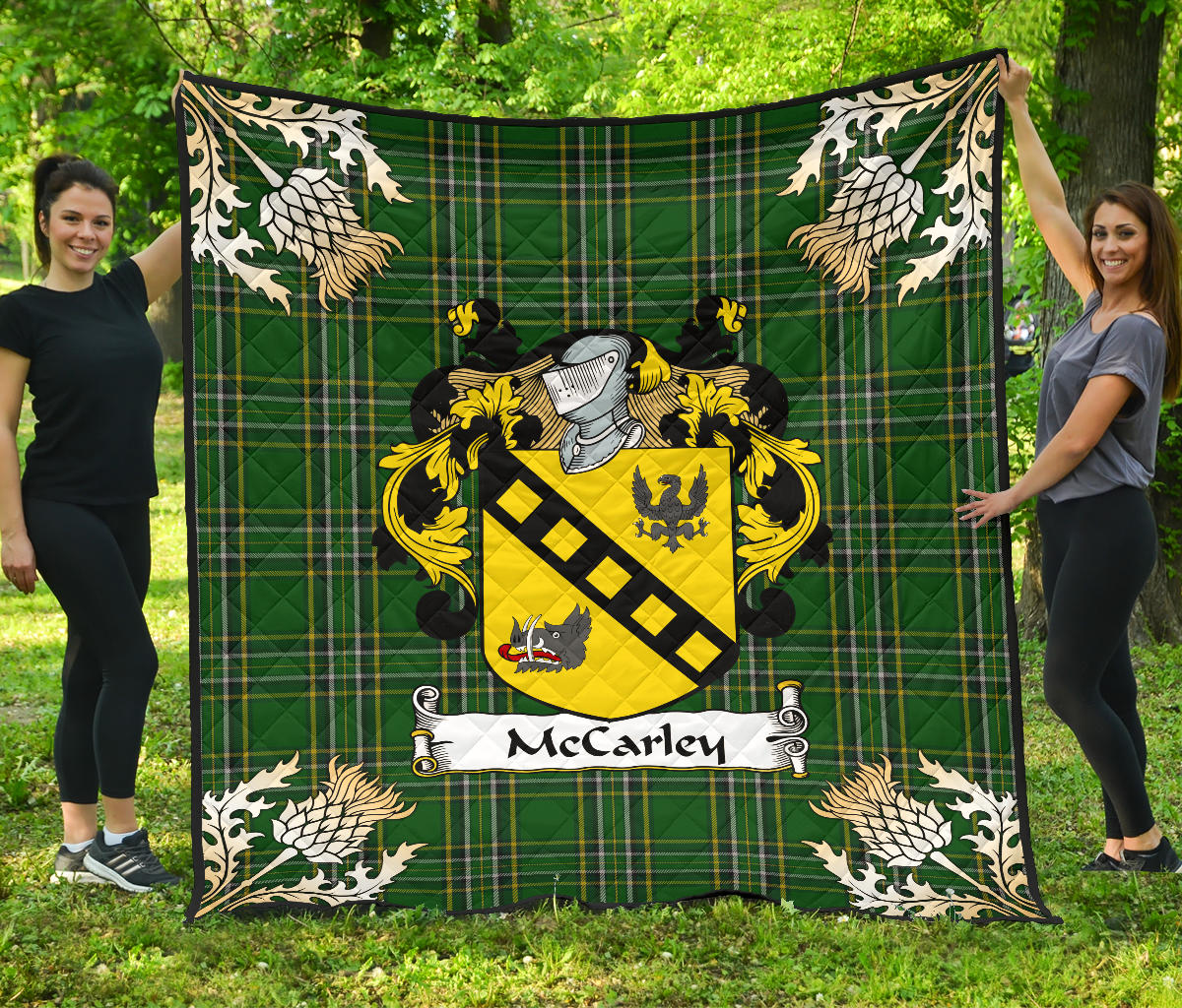 McCarley Tartan Crest Premium Quilt - Gold Thistle Style SP