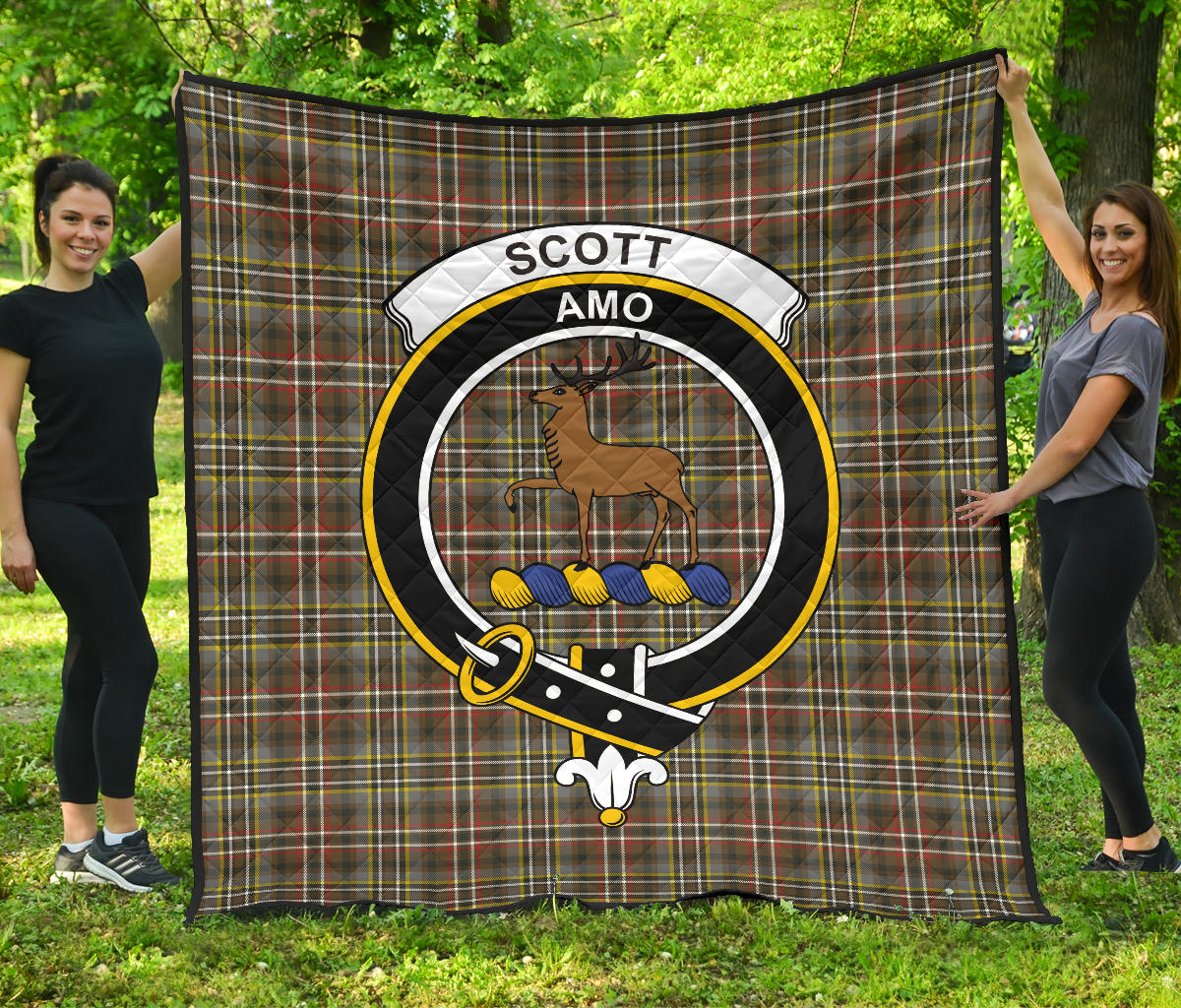 Scott Green Weathered Tartan Crest Quilt - SP