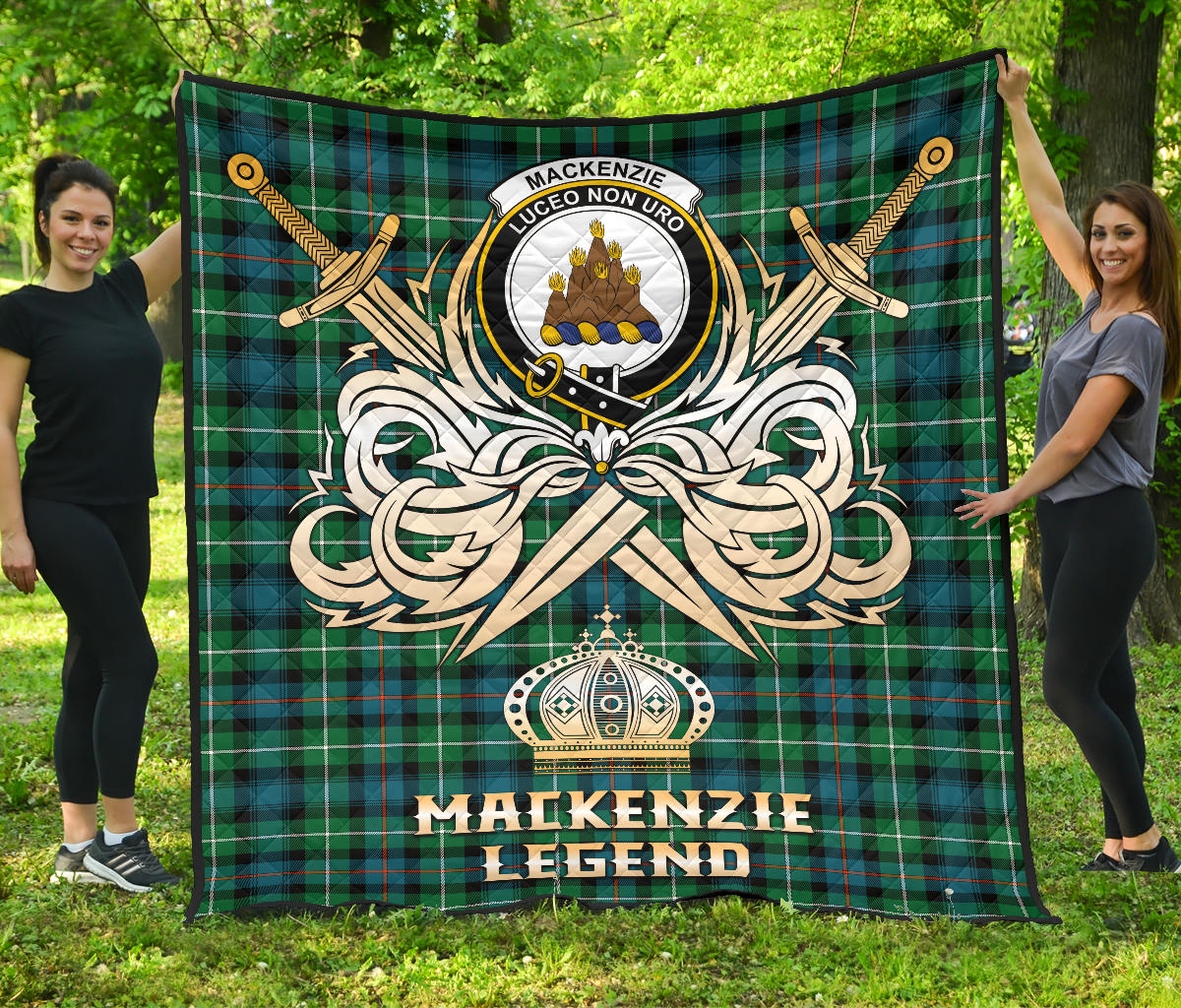 MacKenzie Ancient Tartan Crest Legend Gold Royal Premium Quilt SP