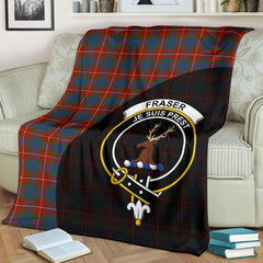Fraser Ancient Tartan Crest Blanket Wave Style