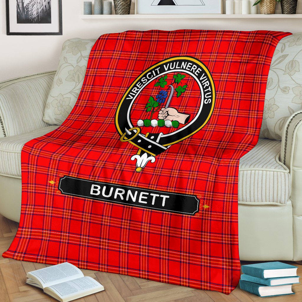 Burnett Family Tartan Crest Blanket - 3 Sizes