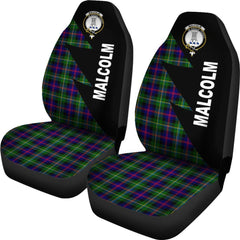 Malcolm (MacCallum) Modern Tartan Crest Car Seat Cover - Flash Style