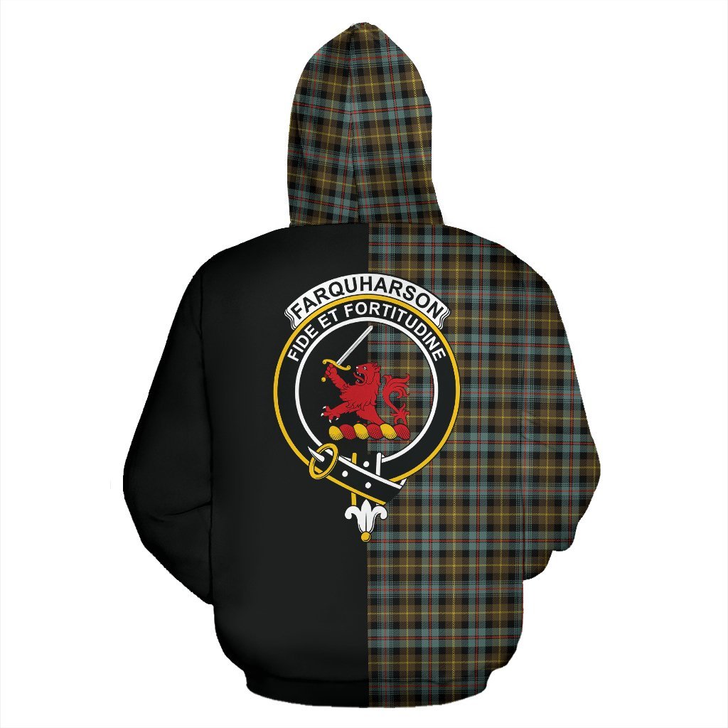 Farquharson Weathered Tartan Crest Zipper Hoodie - Half Of Me Style