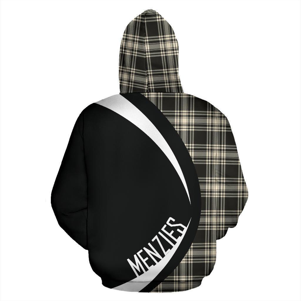 Menzies Black _ White Ancient Tartan Crest Zipper Hoodie - Circle Style