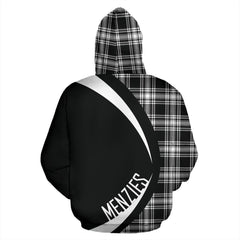 Menzies Black _ White Modern Tartan Crest Hoodie - Circle Style