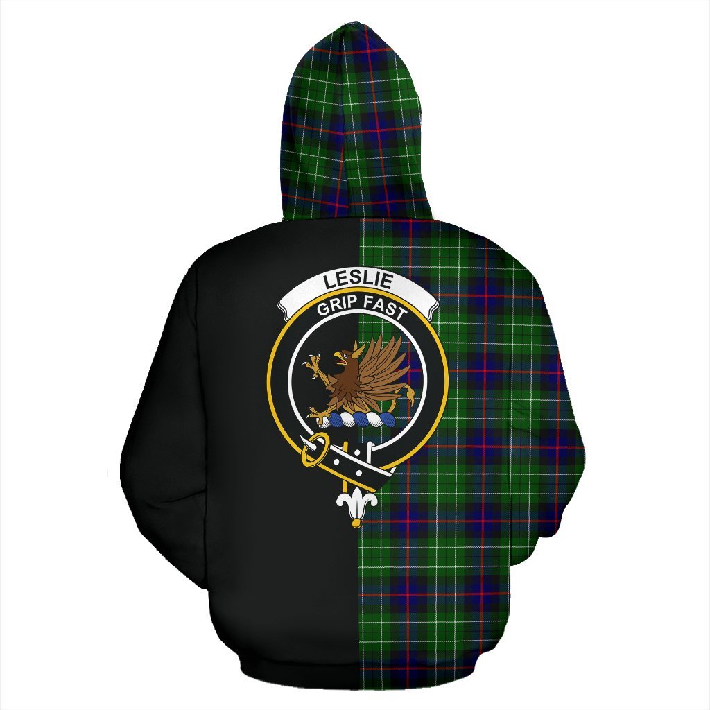 Leslie Hunting Tartan Crest Zipper Hoodie - Half Of Me Style