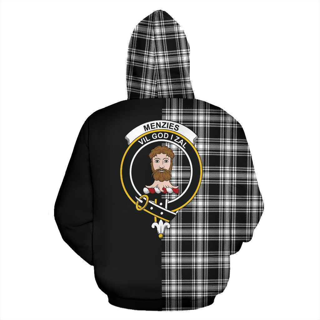 Menzies Black & White Modern Tartan Crest Zipper Hoodie - Half Of Me Style