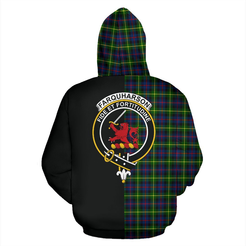 Farquharson Modern Tartan Crest Zipper Hoodie - Half Of Me Style