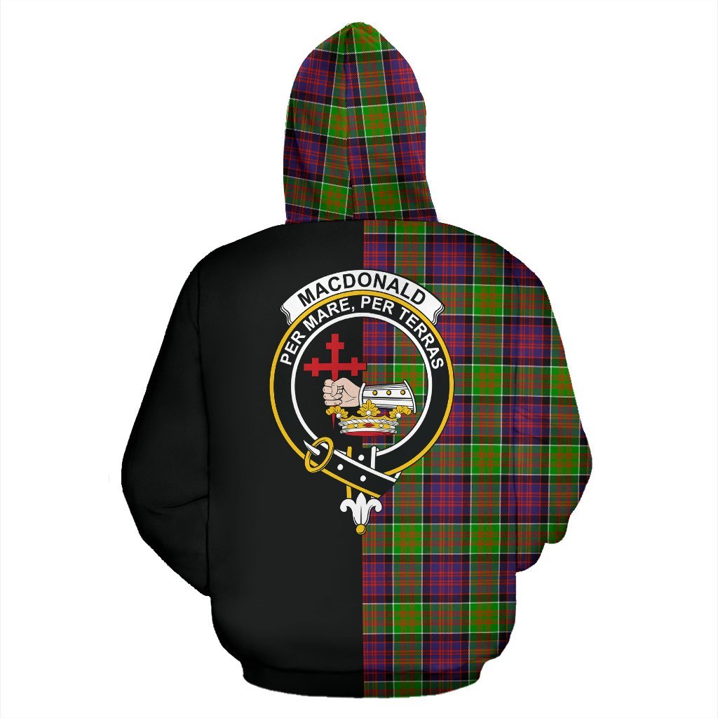 MacDonald of Clanranald Tartan Crest Zipper Hoodie - Half Of Me Style