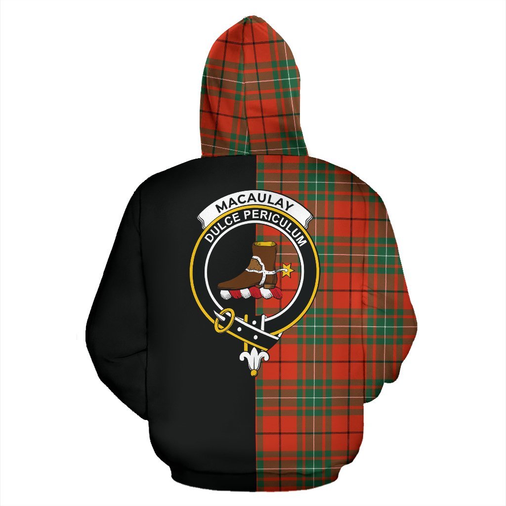 MacAulay Ancient Tartan Crest Zipper Hoodie - Half Of Me Style