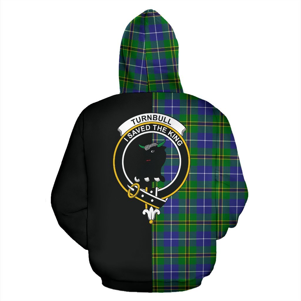 Turnbull Hunting Tartan Crest Zipper Hoodie - Half Of Me Style