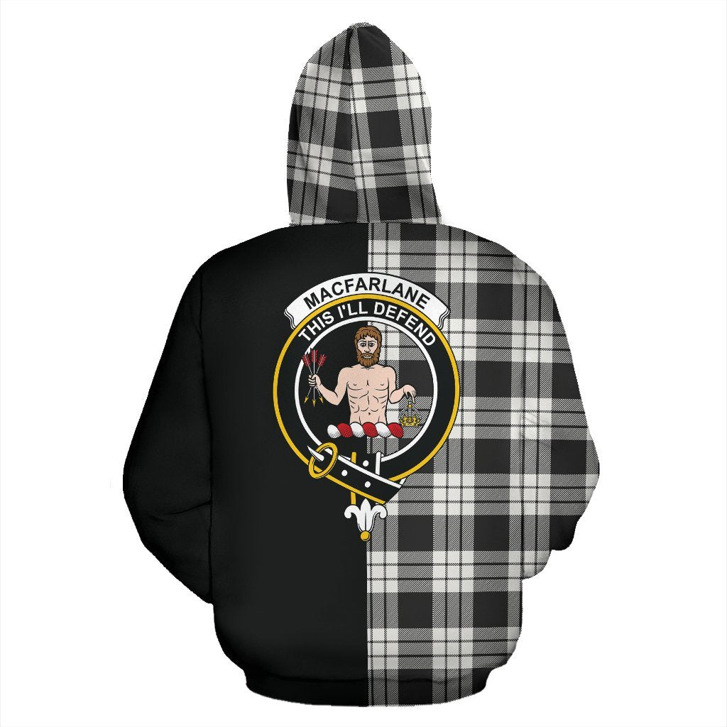 MacFarlane Black & White Ancient Tartan Crest Zipper Hoodie - Half Of Me Style