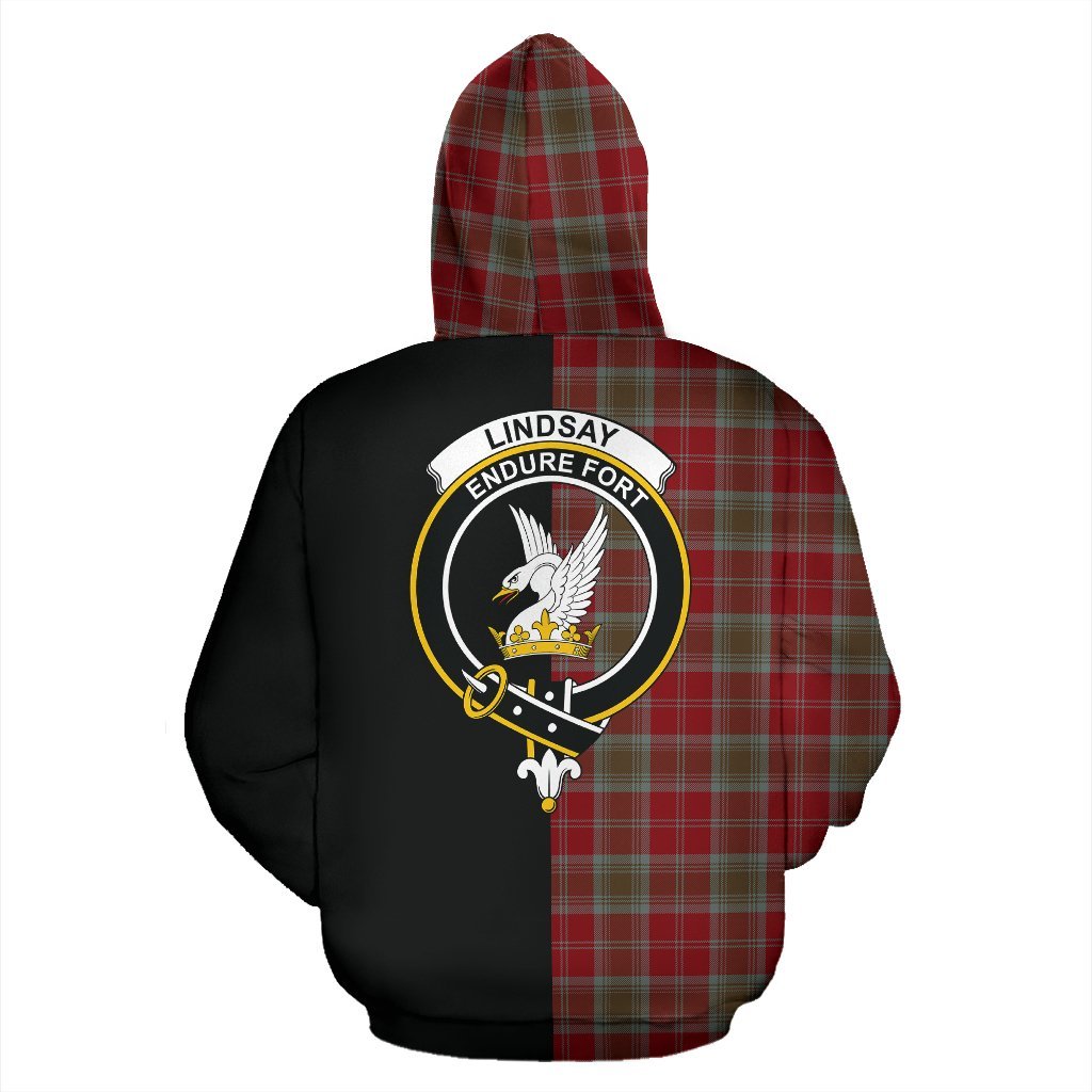 Lindsay Weathered Tartan Crest Zipper Hoodie - Half Of Me Style