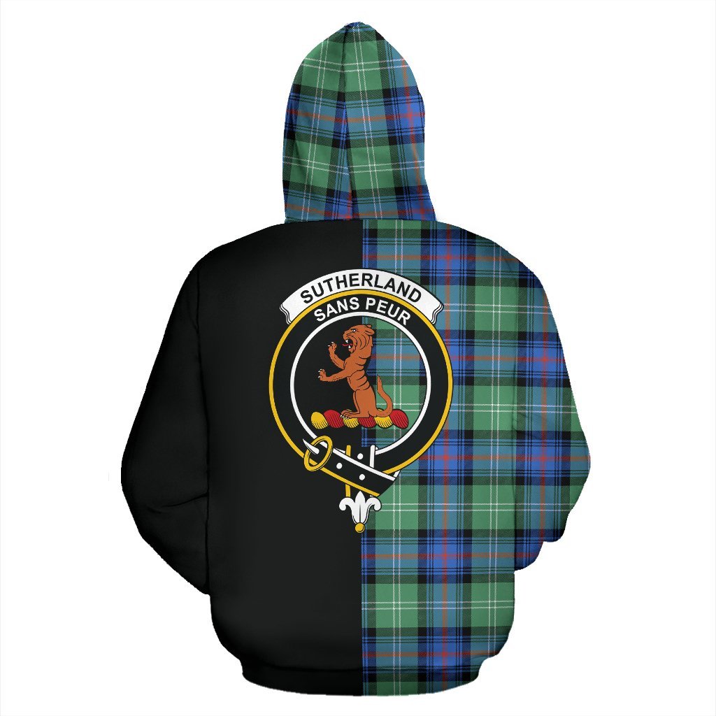 Sutherland Old Ancient Tartan Crest Zipper Hoodie - Half Of Me Style