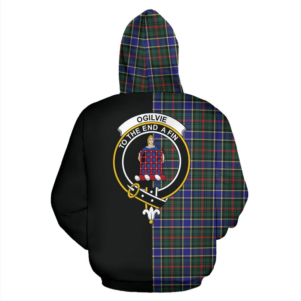 Ogilvie Hunting Modern Tartan Crest Zipper Hoodie - Half Of Me Style