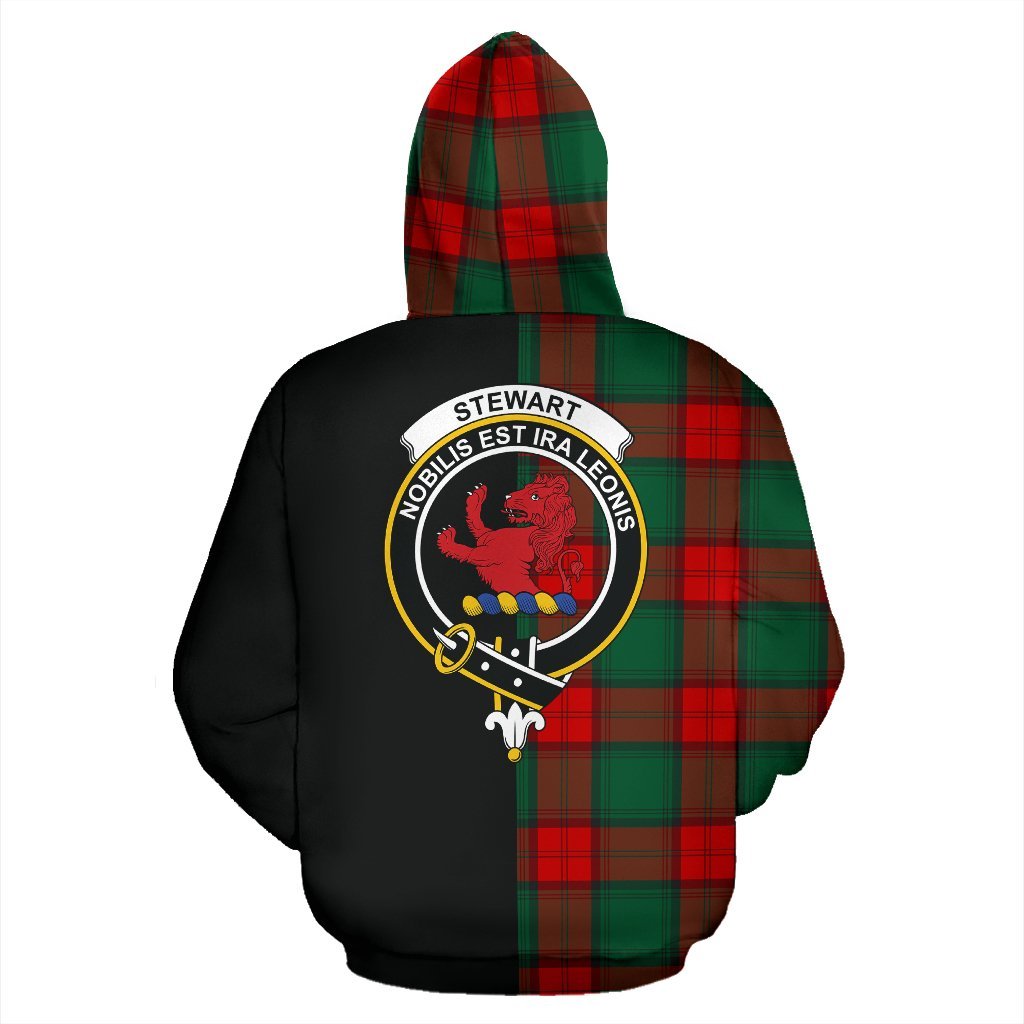 Stewart Atholl Modern Tartan Crest Zipper Hoodie - Half Of Me Style