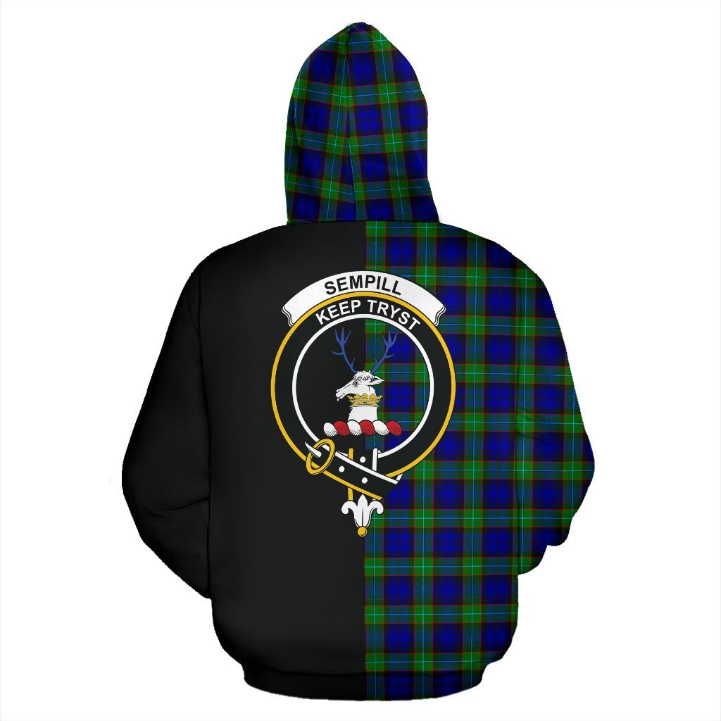 Sempill Modern Tartan Crest Zipper Hoodie - Half Of Me Style