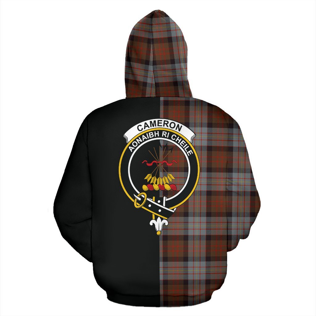 Cameron of Erracht Weathered Tartan Crest Zipper Hoodie - Half Of Me Style