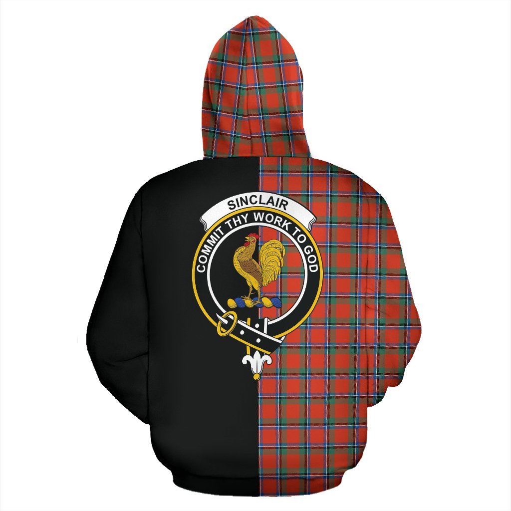 Sinclair Ancient Tartan Crest Zipper Hoodie - Half Of Me Style