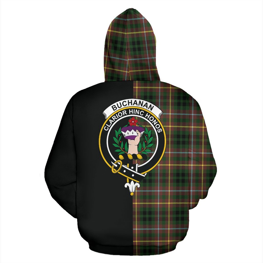 Buchanan Hunting Tartan Crest Zipper Hoodie - Half Of Me Style