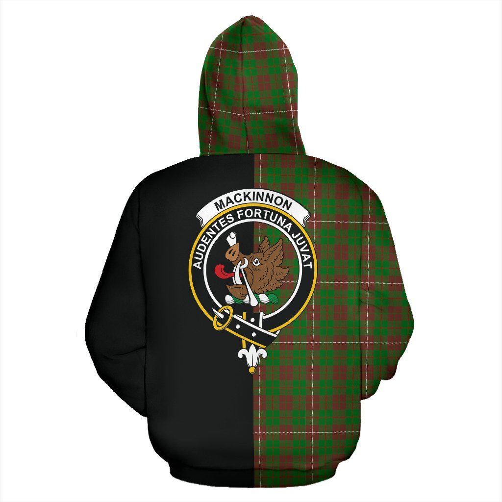 MacKinnon Hunting Modern Tartan Crest Zipper Hoodie - Half Of Me Style