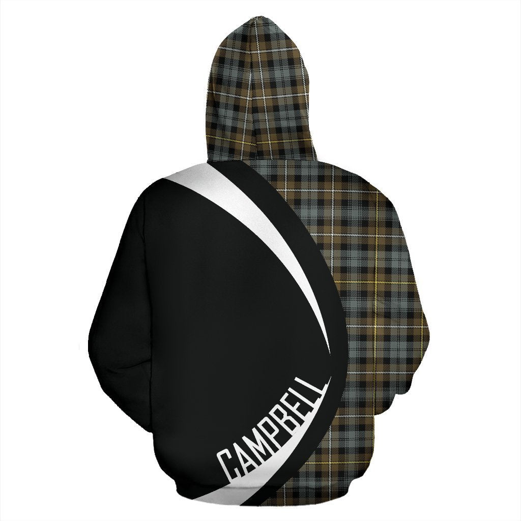 Campbell Argyll Weathered Tartan Crest Zipper Hoodie - Circle Style