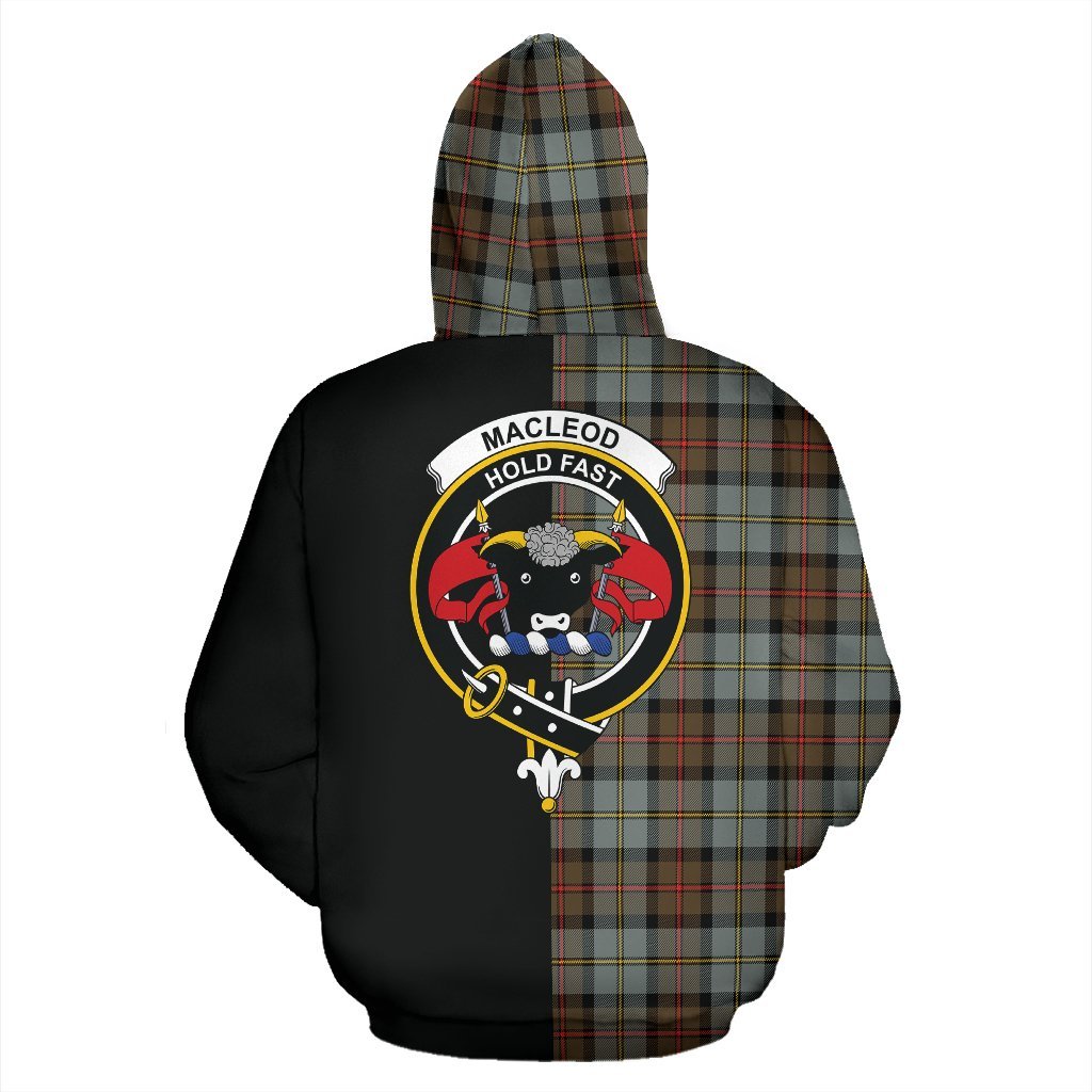 MacLeod of Harris Weathered Tartan Crest Zipper Hoodie - Half Of Me Style