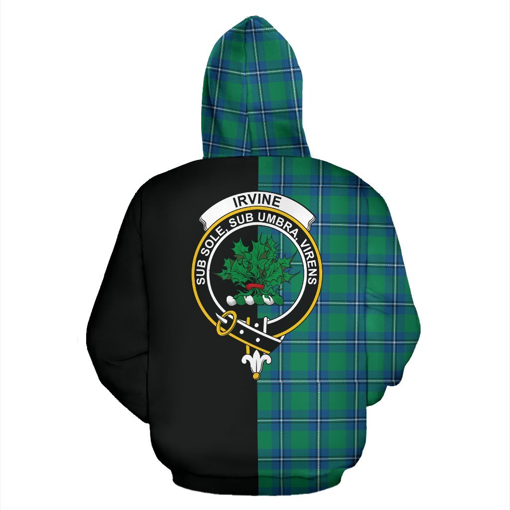 Irvine Ancient Tartan Crest Zipper Hoodie - Half Of Me Style