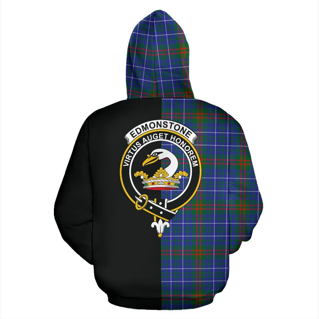 Edmonstone Tartan Crest Zipper Hoodie - Half Of Me Style