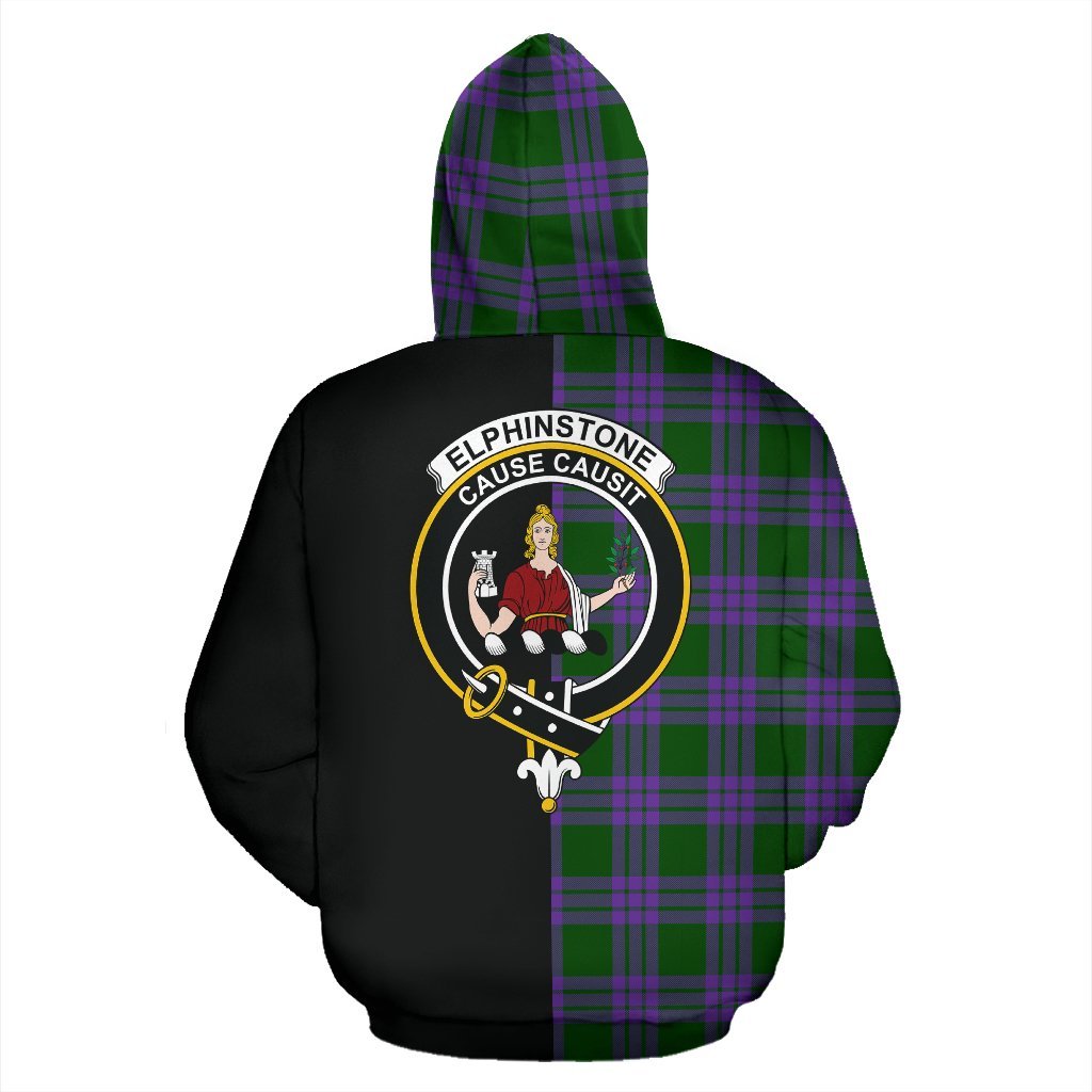 Elphinstone Tartan Crest Zipper Hoodie - Half Of Me Style