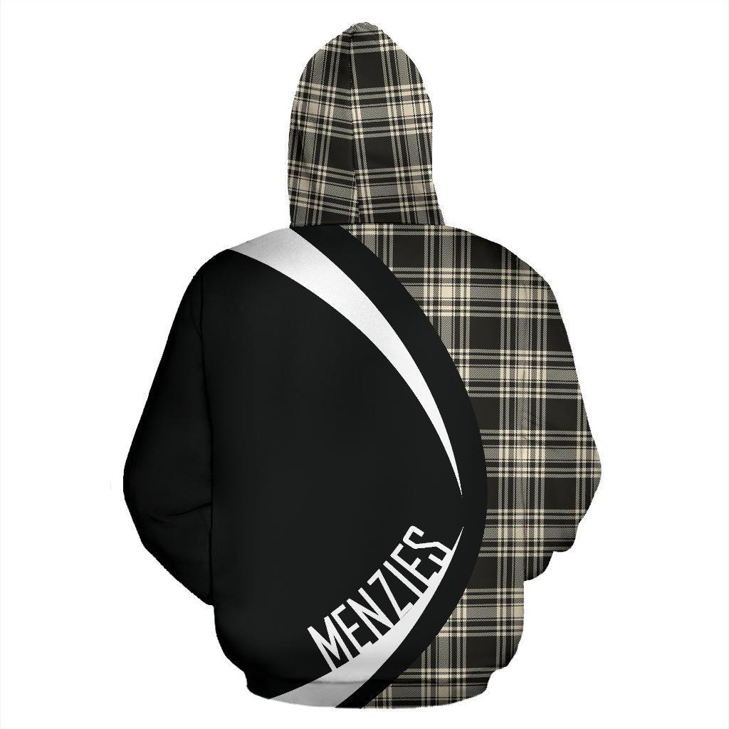 Menzies Black _ White Ancient Tartan Crest Hoodie - Circle Style