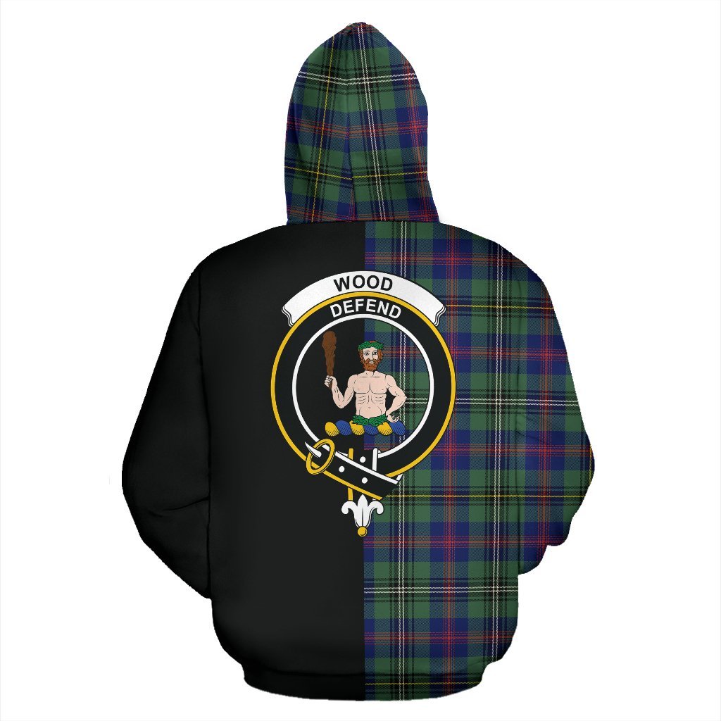 Wood Modern Tartan Crest Zipper Hoodie - Half Of Me Style