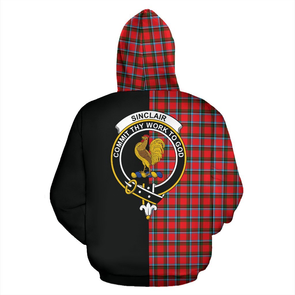 Sinclair Modern Tartan Crest Zipper Hoodie - Half Of Me Style