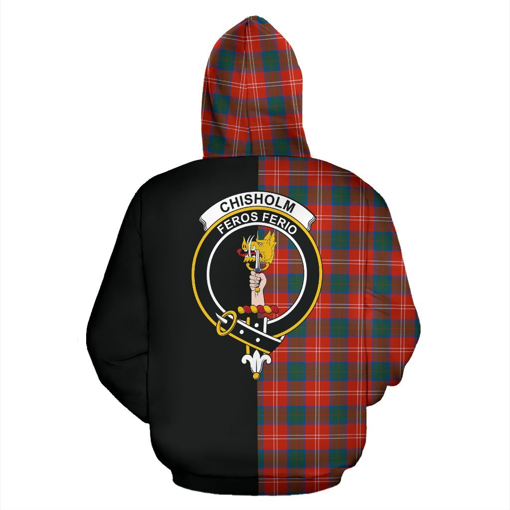 Chisholm Ancient Tartan Crest Zipper Hoodie - Half Of Me Style