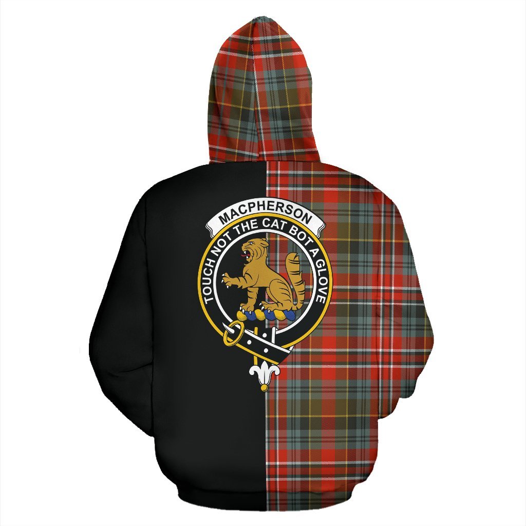 MacPherson Weathered Tartan Crest Zipper Hoodie - Half Of Me Style