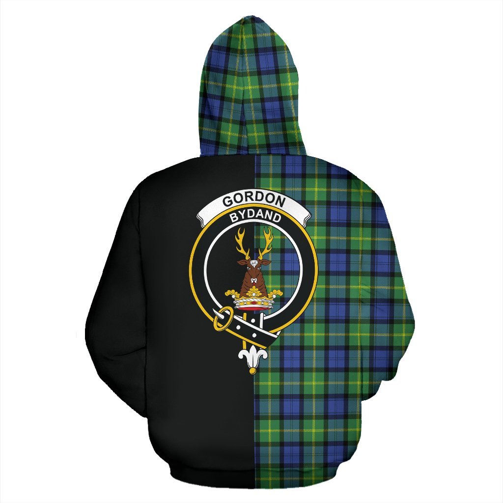 Gordon Old Ancient Tartan Crest Zipper Hoodie - Half Of Me Style