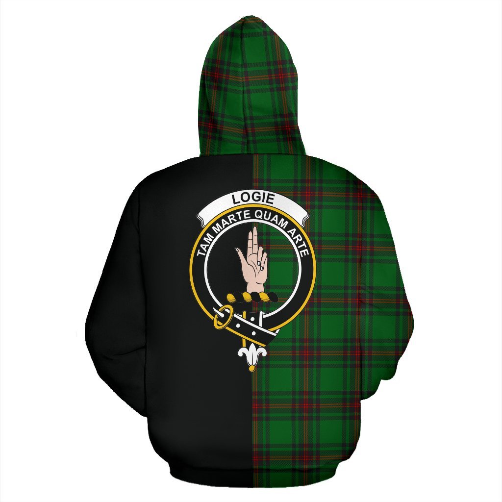 Logie Tartan Crest Zipper Hoodie - Half Of Me Style