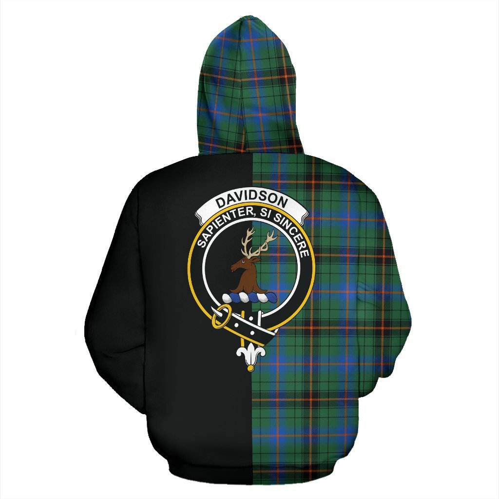 Davidson Ancient Tartan Crest Zipper Hoodie - Half Of Me Style