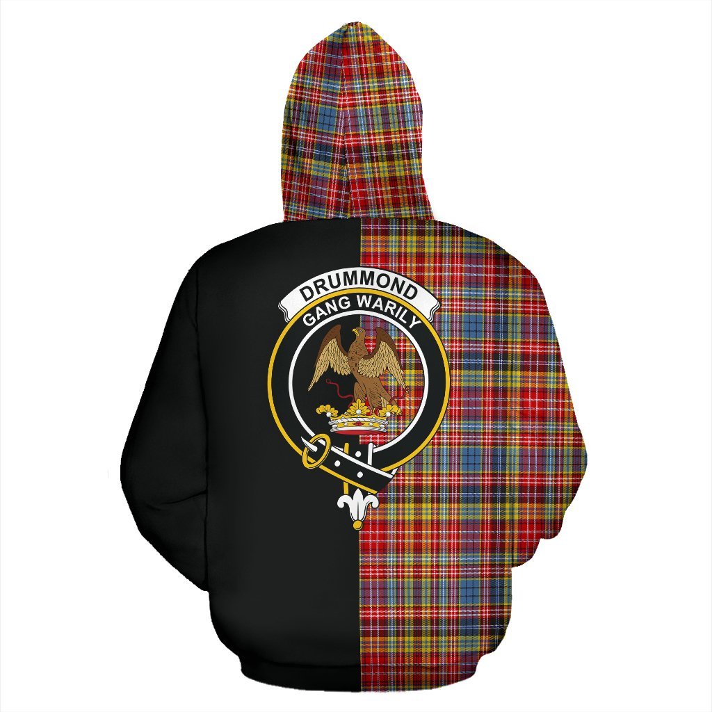 Drummond of Strathallan Tartan Crest Zipper Hoodie - Half Of Me Style