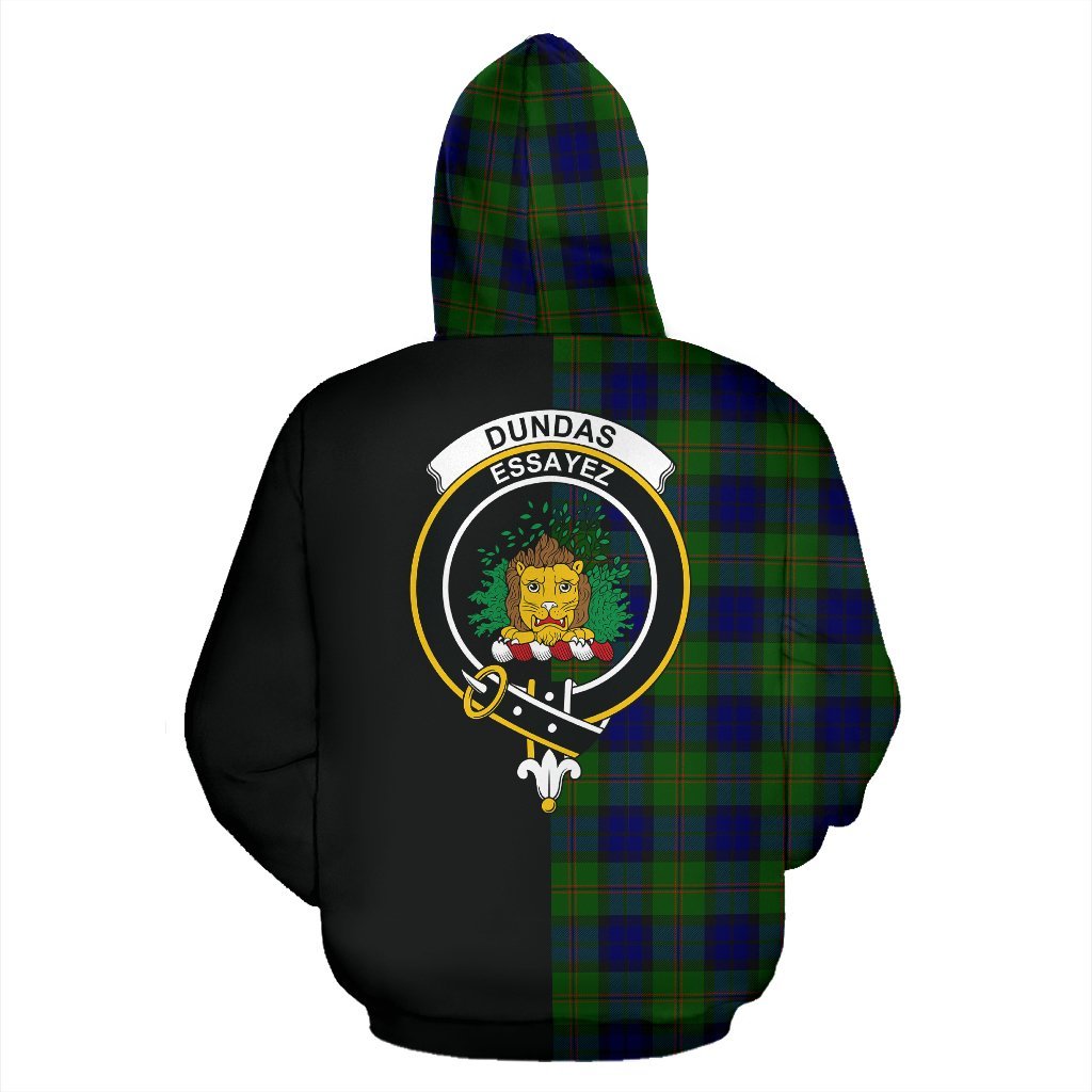 Dundas Modern Tartan Crest Zipper Hoodie - Half Of Me Style