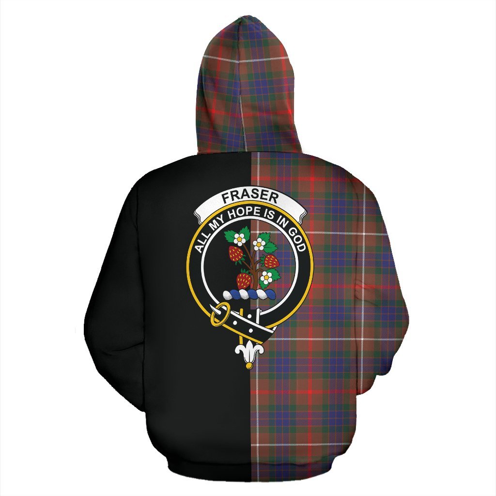 Fraser Hunting Modern Tartan Crest Zipper Hoodie - Half Of Me Style