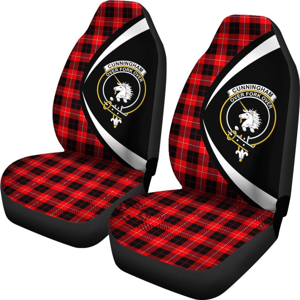 Cunningham Modern Tartan Crest Circle Style Car Seat Cover