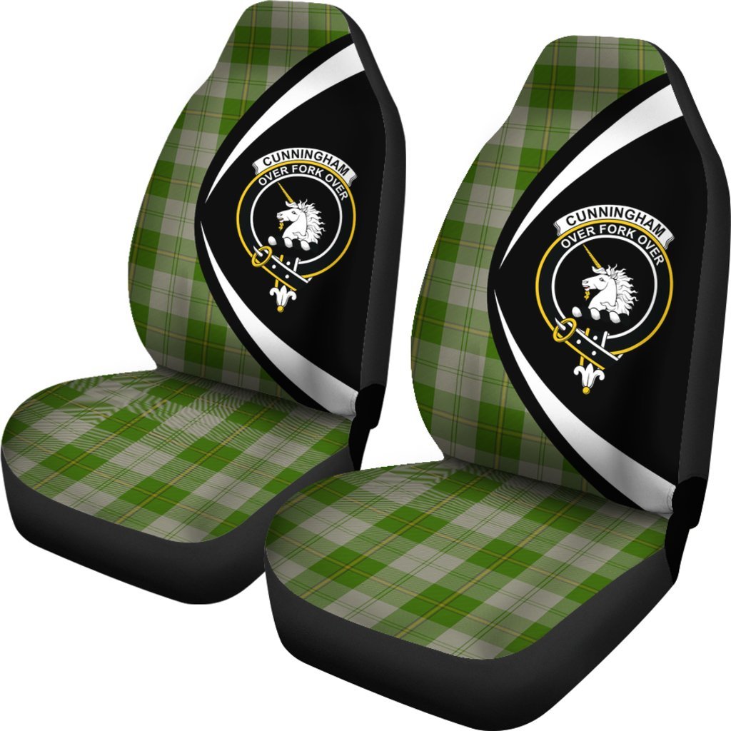 Cunningham Dress Green Dancers Tartan Crest Circle Style Car Seat Cover