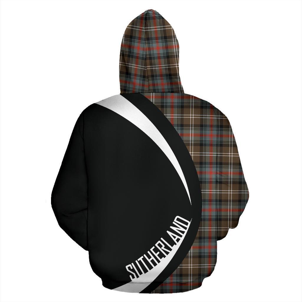 Sutherland Weathered Tartan Crest Zipper Hoodie - Circle Style