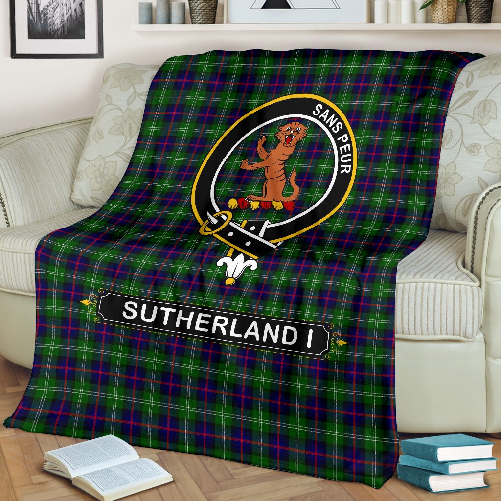 Sutherland Tartan Crest Blankets