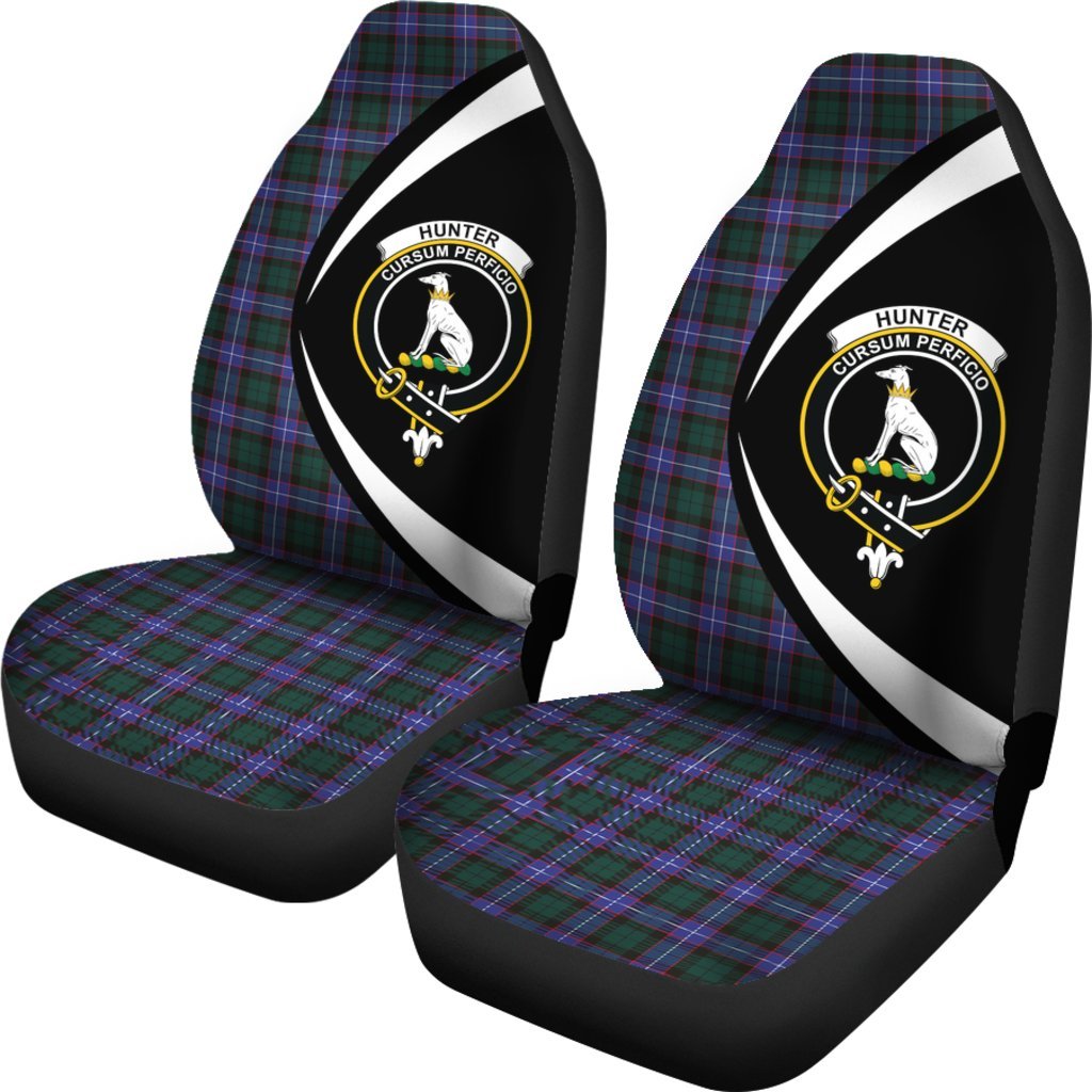 Hunter Modern Tartan Crest Circle Car Seat Cover