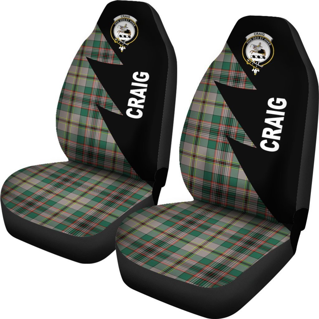 Craig Ancient Tartan Crest Car Seat Cover - Flash Style